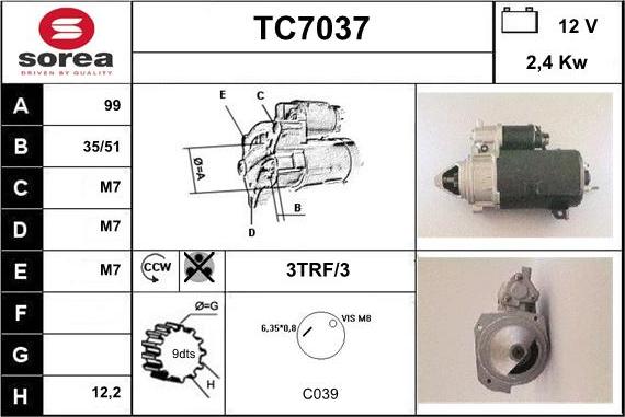 Sera TC7037 - Стартер autosila-amz.com