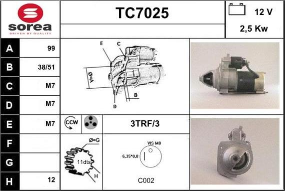 Sera TC7025 - Стартер autosila-amz.com