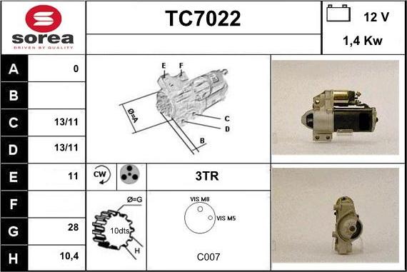 Sera TC7022 - Стартер autosila-amz.com