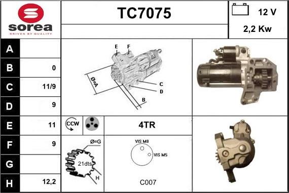 Sera TC7075 - Стартер autosila-amz.com