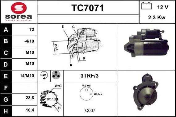 Sera TC7071 - Стартер autosila-amz.com