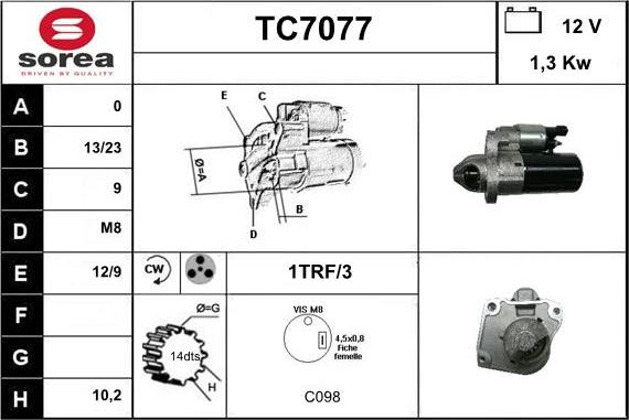 Sera TC7077 - Стартер autosila-amz.com
