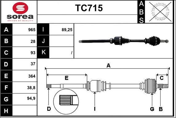 Sera TC715 - Приводной вал autosila-amz.com