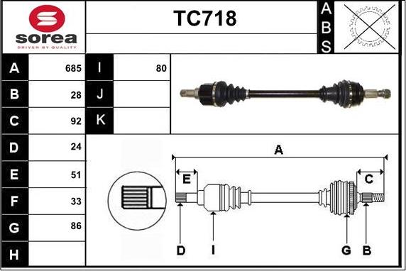 Sera TC718 - Приводной вал autosila-amz.com