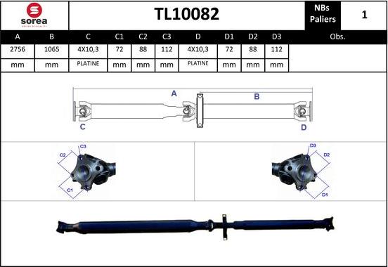 Sera TL10082 - Карданный вал, главная передача autosila-amz.com