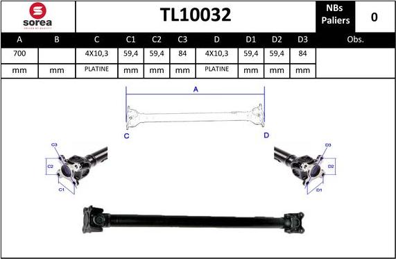 Sera TL10032 - Карданный вал, главная передача autosila-amz.com