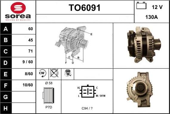 Sera TO6091 - Генератор autosila-amz.com