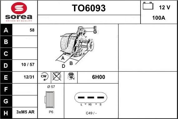 Sera TO6093 - Генератор autosila-amz.com