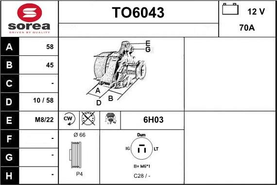 Sera TO6043 - Генератор autosila-amz.com