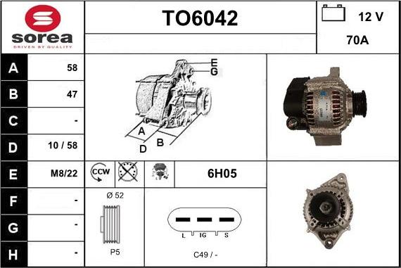 Sera TO6042 - Генератор autosila-amz.com