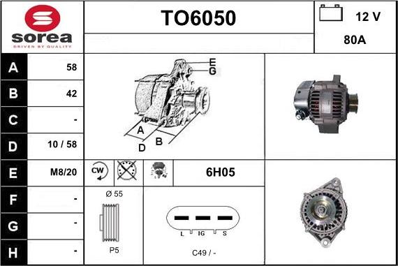 Sera TO6050 - Генератор autosila-amz.com