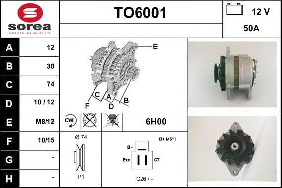 Sera TO6001 - Генератор autosila-amz.com