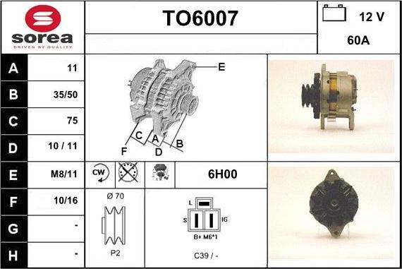 Sera TO6007 - Генератор autosila-amz.com