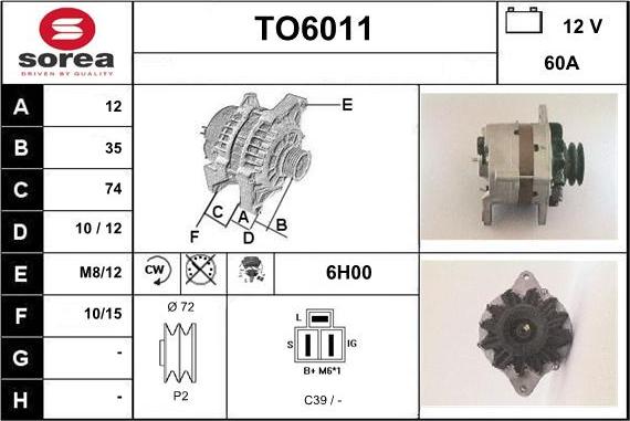 Sera TO6011 - Генератор autosila-amz.com