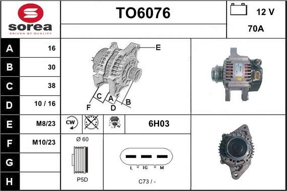 Sera TO6076 - Генератор autosila-amz.com