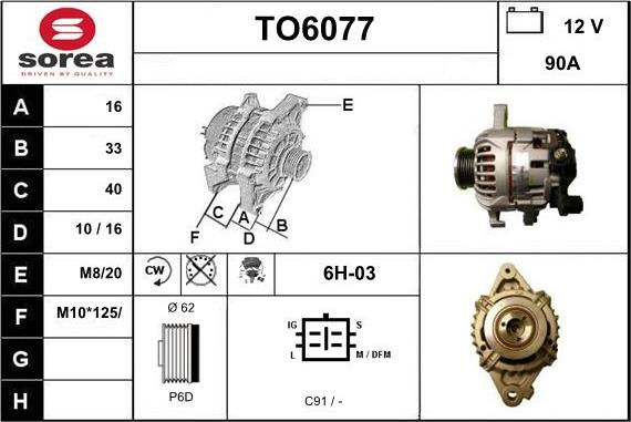 Sera TO6077 - Генератор autosila-amz.com