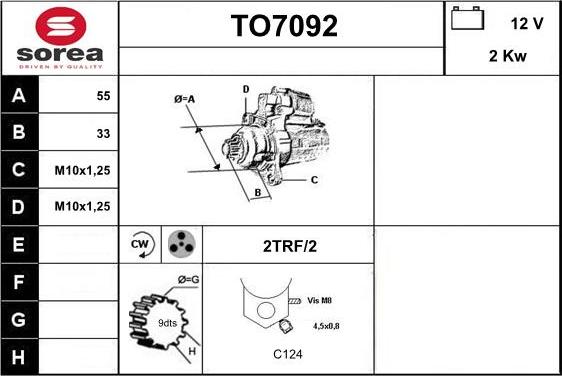 Sera TO7092 - Стартер autosila-amz.com