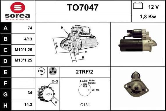 Sera TO7047 - Стартер autosila-amz.com