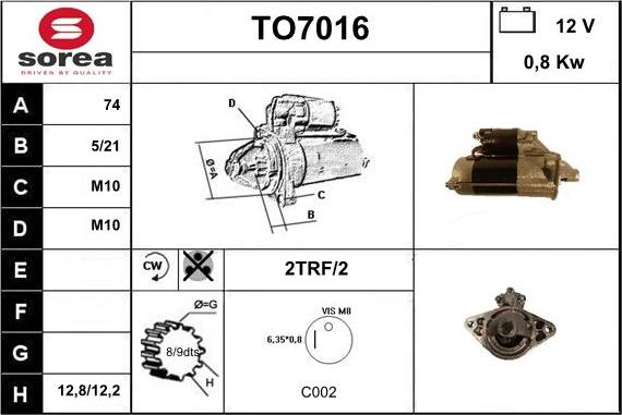 Sera TO7016 - Стартер autosila-amz.com