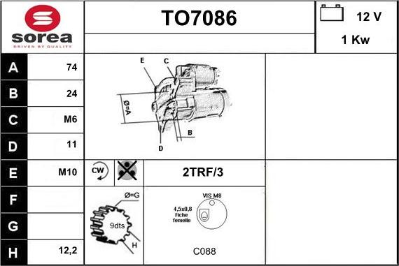 Sera TO7086 - Стартер autosila-amz.com