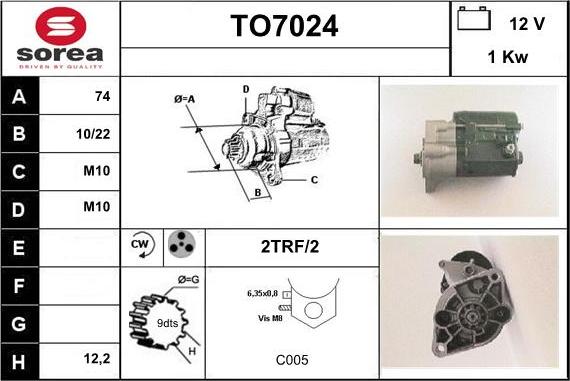 Sera TO7024 - Стартер autosila-amz.com