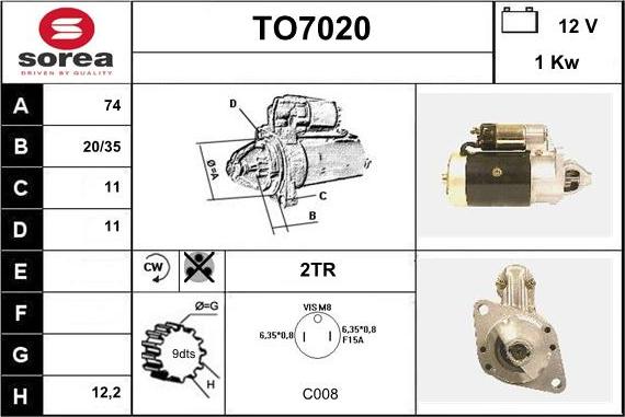 Sera TO7020 - Стартер autosila-amz.com