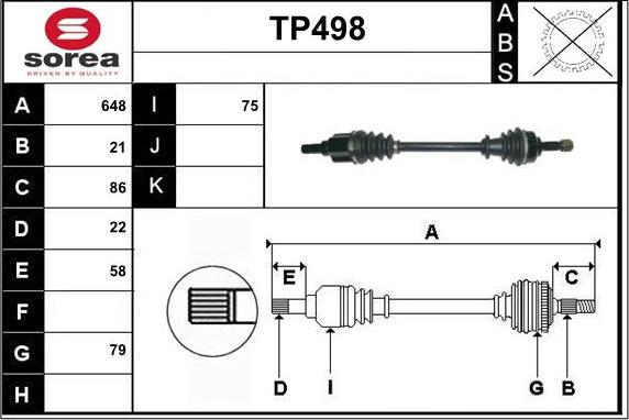 Sera TP498 - Приводной вал autosila-amz.com