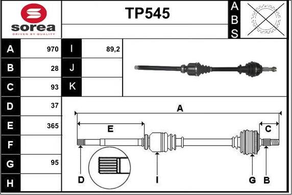 Sera TP545 - Приводной вал autosila-amz.com