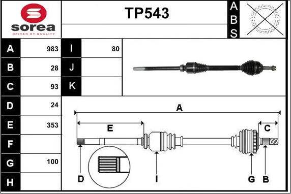 Sera TP543 - Приводной вал autosila-amz.com