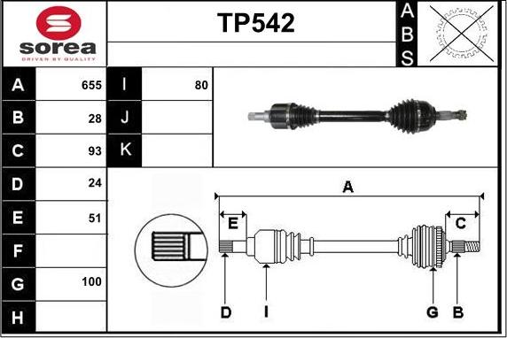 Sera TP542 - Приводной вал autosila-amz.com