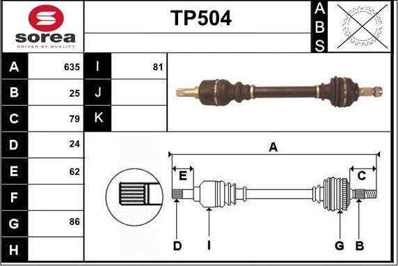 Sera TP504 - Приводной вал autosila-amz.com