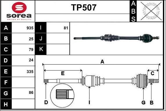 Sera TP507 - Приводной вал autosila-amz.com