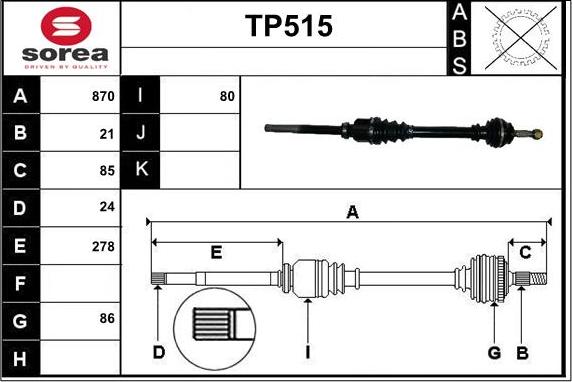 Sera TP515 - Приводной вал autosila-amz.com