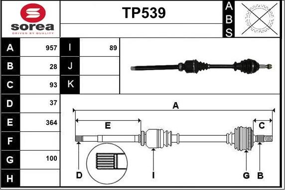 Sera TP539 - Приводной вал autosila-amz.com