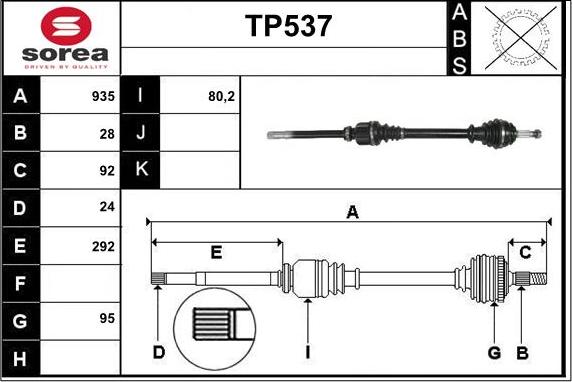 Sera TP537 - Приводной вал autosila-amz.com