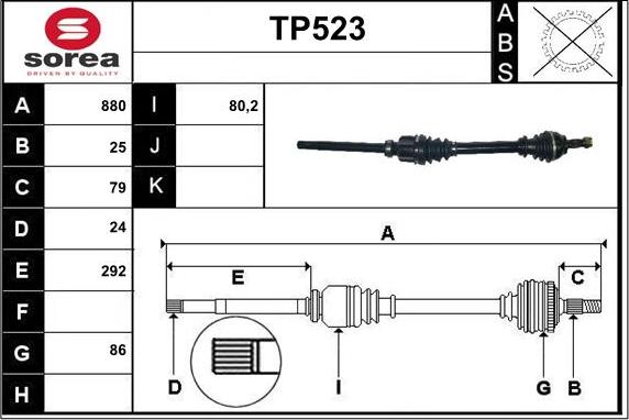 Sera TP523 - Приводной вал autosila-amz.com