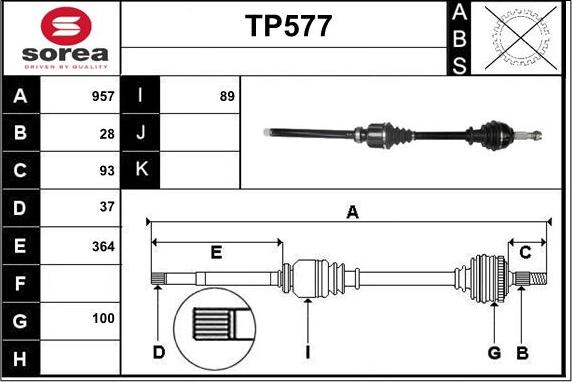 Sera TP577 - Приводной вал autosila-amz.com