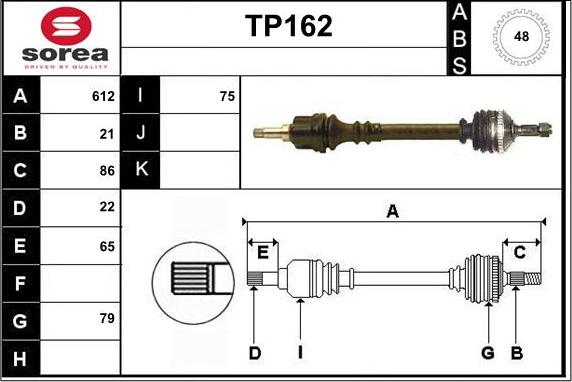 Sera TP162 - Приводной вал autosila-amz.com