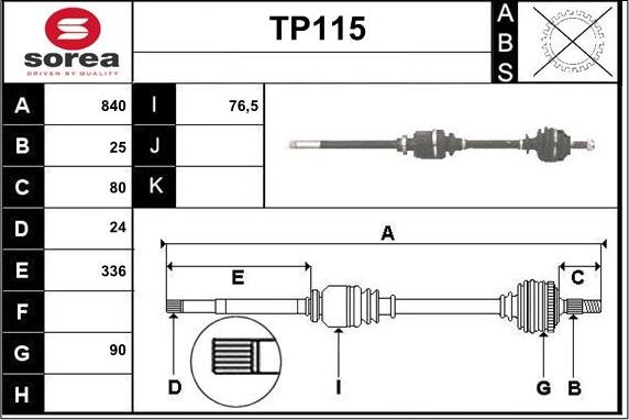 Sera TP115 - Приводной вал autosila-amz.com