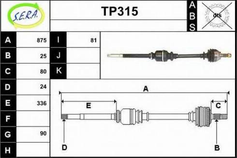 Sera TP315 - Приводной вал autosila-amz.com