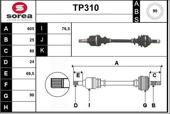 Sera TP310 - Приводной вал autosila-amz.com