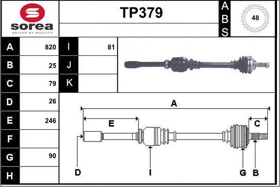 Sera TP379 - Приводной вал autosila-amz.com