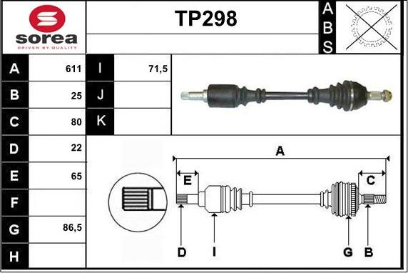 Sera TP298 - Приводной вал autosila-amz.com