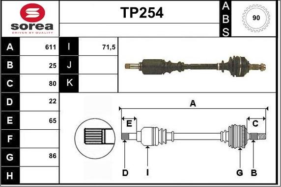 Sera TP254 - Приводной вал autosila-amz.com