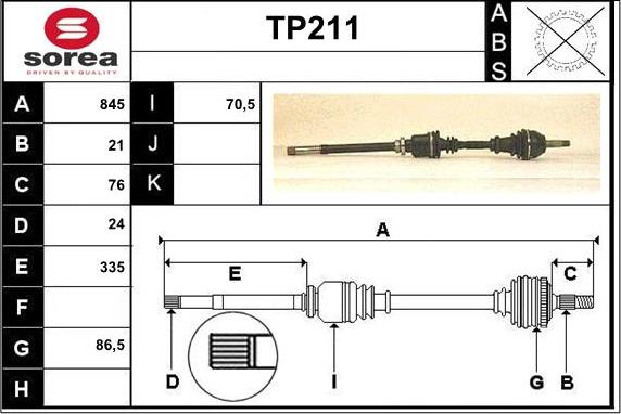 Sera TP211 - Приводной вал autosila-amz.com