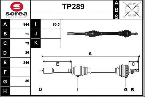 Sera TP289 - Приводной вал autosila-amz.com