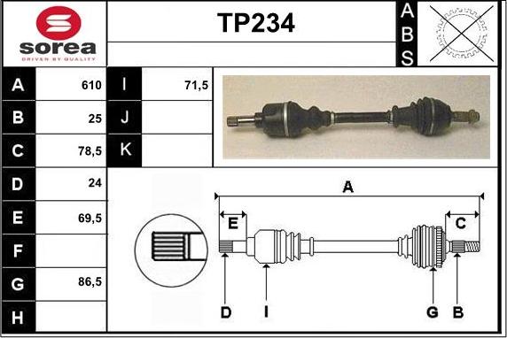 Sera TP234 - Приводной вал autosila-amz.com