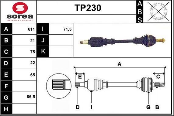 Sera TP230 - Приводной вал autosila-amz.com