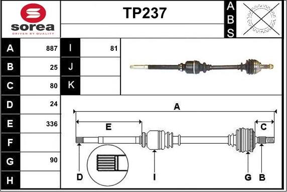 Sera TP237 - Приводной вал autosila-amz.com