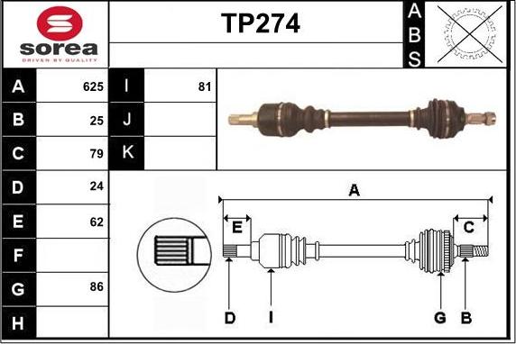 Sera TP274 - Приводной вал autosila-amz.com